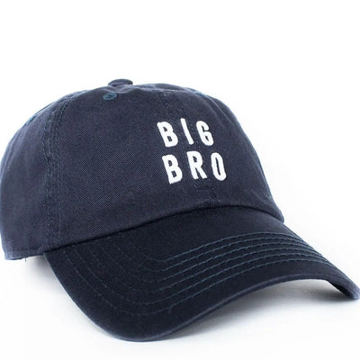 Navy blue cap with 'BIG BRO' text on a white background