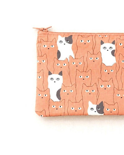 Cat Pouch, Make Up Bag, Pencil Case, Pouch, Coin Purse, Salmon Pink Pouch, Zipper Bag, Zipper pouch, Fabric Pouch, Cosmetic Bag