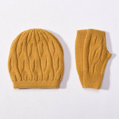 Wool Cable Knit Hat / Fingerless Gloves *Sold separately: Hat / Green