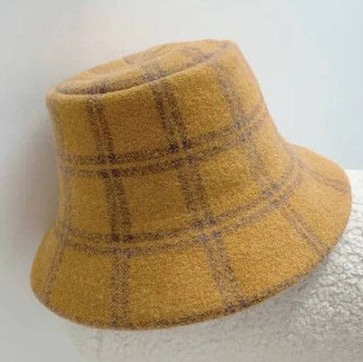 Bucket Hat - Plaid Wool - Mustard