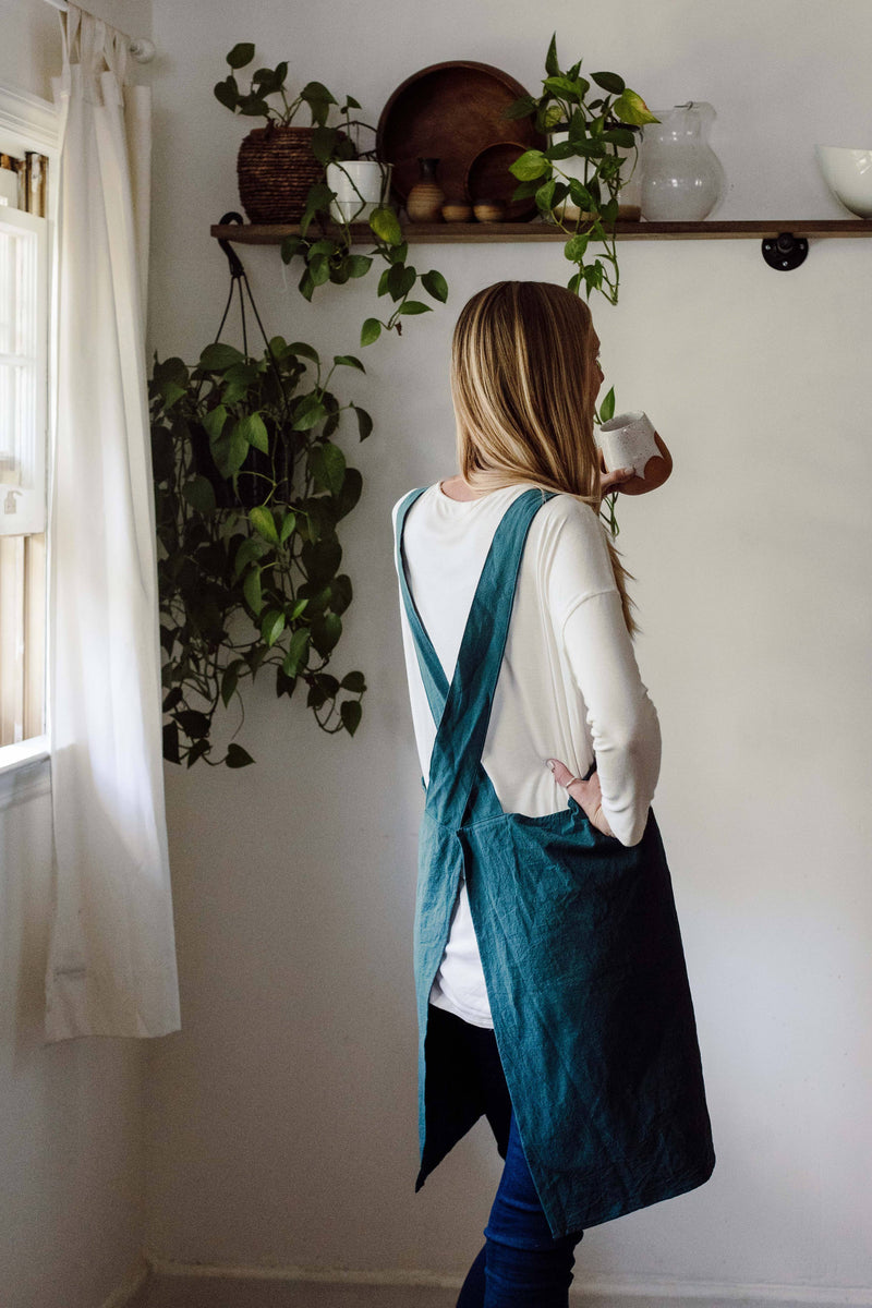 Cross Back Apron - Mustard Yellow