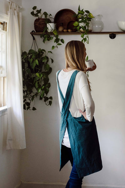 Cross Back Apron - Dusty Rose Pink