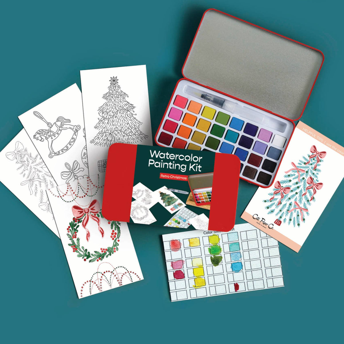 Watercolor Painting Kit - Retro Christmas