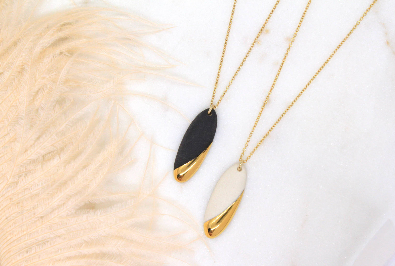 Necklace - Gold Dipped Long Oval
