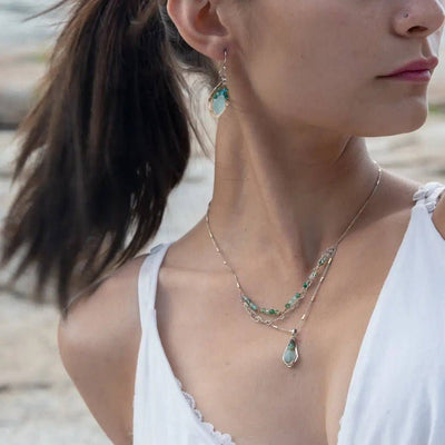 Earrings - Turquoise Summer Leaves