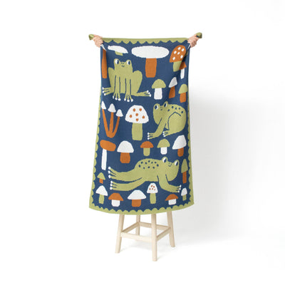 Hoppy Place - Knit Baby & Kid's Blanket - Cotton - USA Made: Forest Green in Egyptian Cotton
