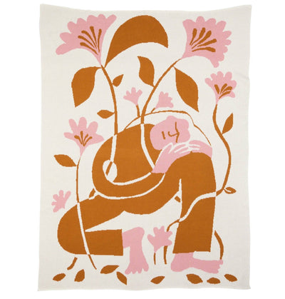 Grow  - Knit Throw Blanket - Cotton - Made in USA: Jade in Egyptian Cotton