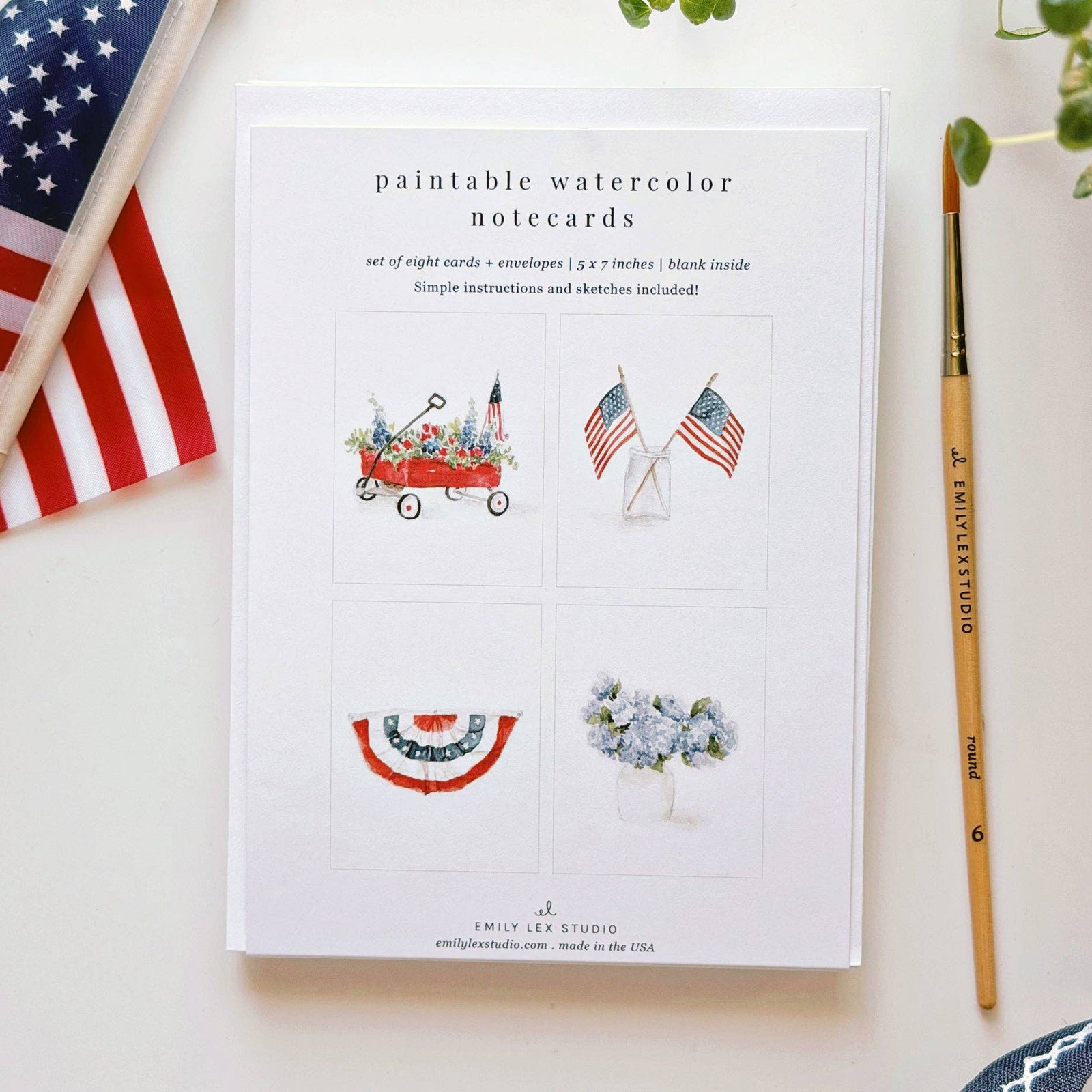 Paintable Notecard - Americana