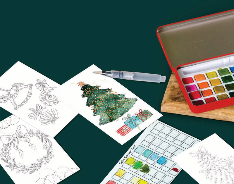 Watercolor Painting Kit - Retro Christmas