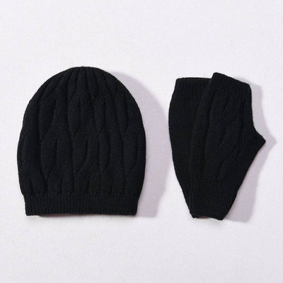 Wool Cable Knit Hat / Fingerless Gloves *Sold separately: Hat / Mustard
