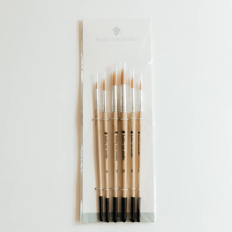 Round Tip Watercolor Brush Set - 6 piece