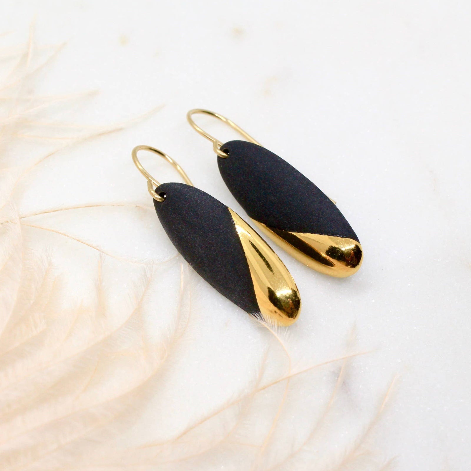 Earrings - Gold Dipped Long Oval