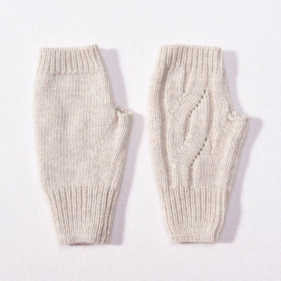 Wool Cable Knit Hat / Fingerless Gloves *Sold separately: Hat / Khaki