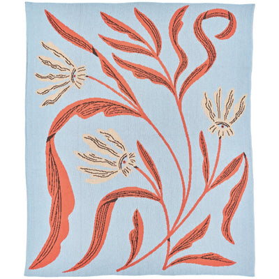 Flora Vision - Knit Throw Blanket - Cotton - Made in USA: BlueGrass in Egyptian Cotton