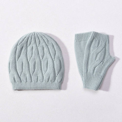 Wool Cable Knit Hat / Fingerless Gloves *Sold separately: Hat / Mint