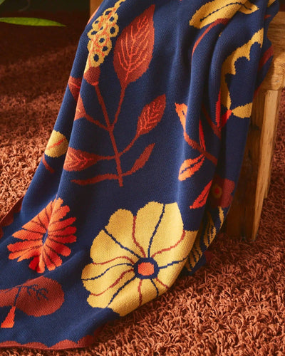 Petals - Knit Throw Blanket - Cotton - Made in USA: Evening Shade in Organic Cotton