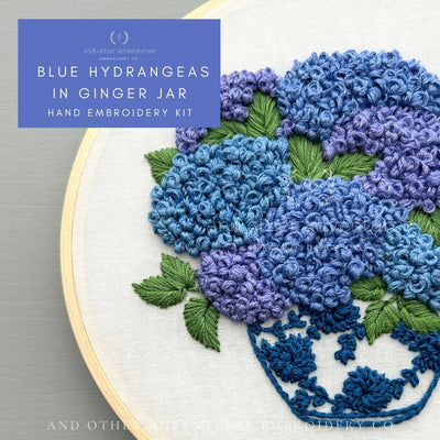 Embroidery Kit - Blue Hydrangeas in Ginger Jar