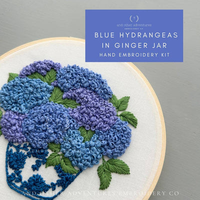 Embroidery Kit - Blue Hydrangeas in Ginger Jar