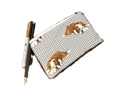 Spotted Cotton Bulldog Cosmetic Pouch for Dog Lover