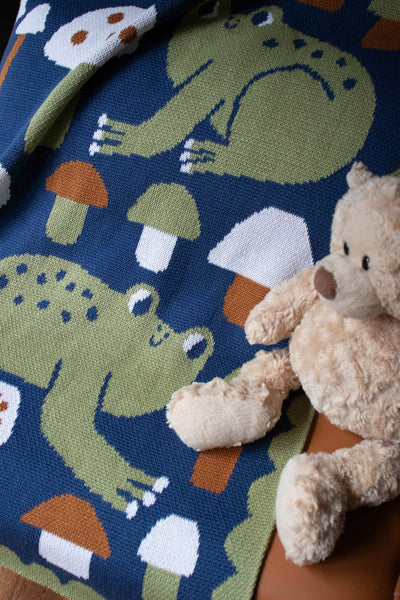 Hoppy Place - Knit Baby & Kid's Blanket - Cotton - USA Made: Toadstool Pink in Egyptian Cotton