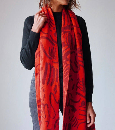 Fold - Knit Scarf - Made in USA: Red Lip in Organic Cotton
