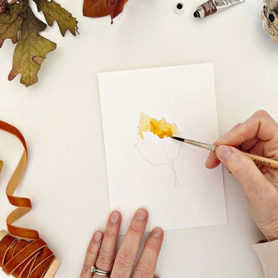 Paintable Notecards - Fall Leaves