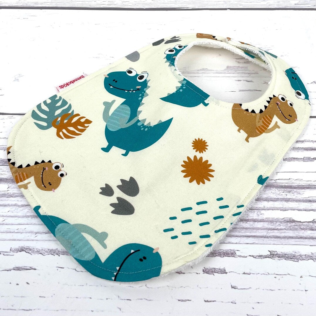 Baby Bib - Beige Dinosaur