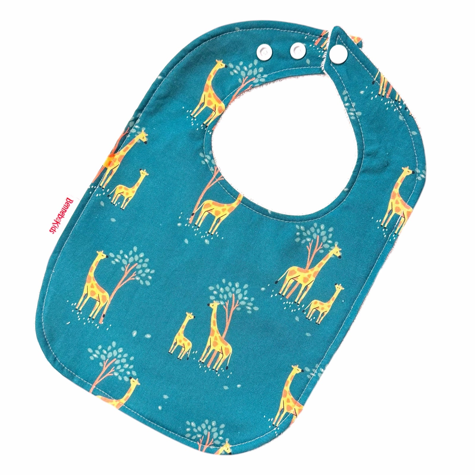 Baby Bib - Dark Teal Giraffe