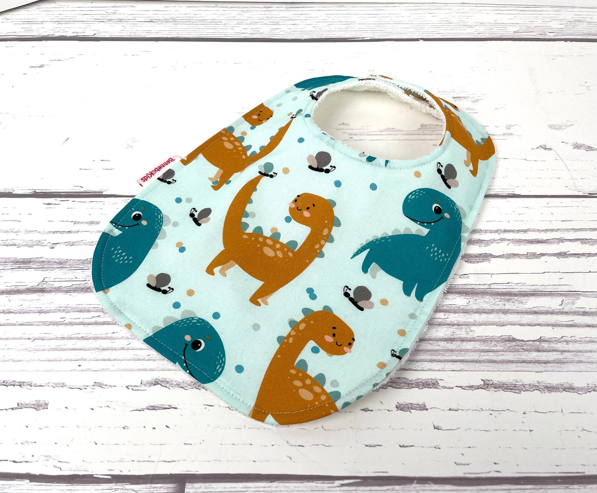 Baby Bib - Teal Dinosaur