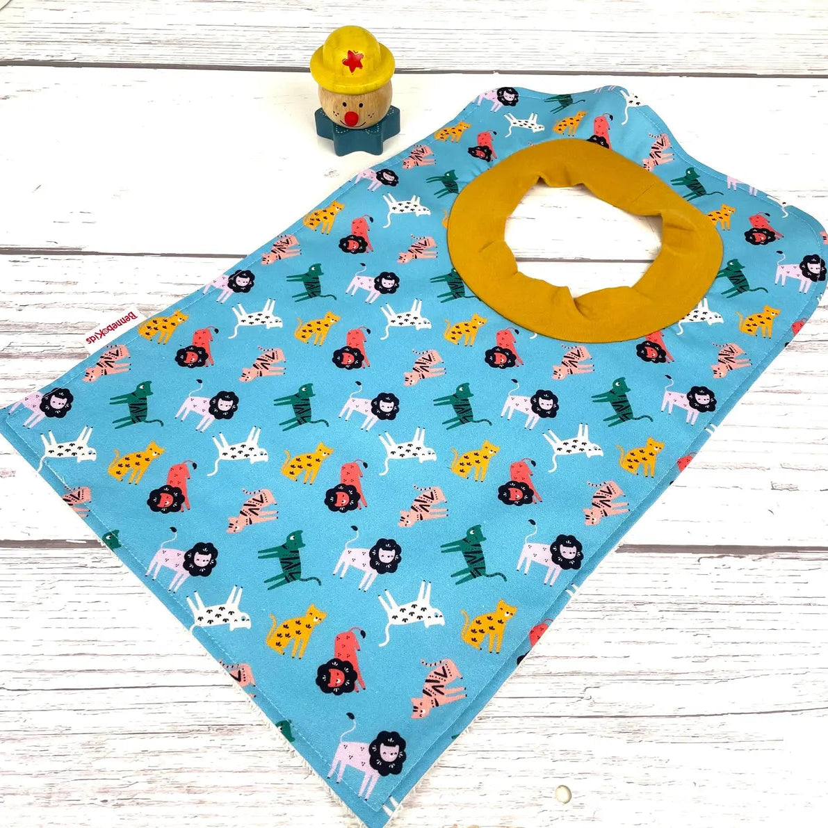 Pullover Bib - Blue Tigers & Lions