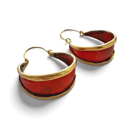 Red Hoop Earrings