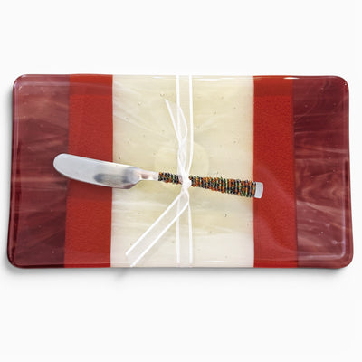 Glass Cheese Tray with Spatula Spreader