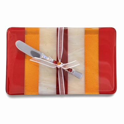 Glass Cheese Tray with Spatula Spreader