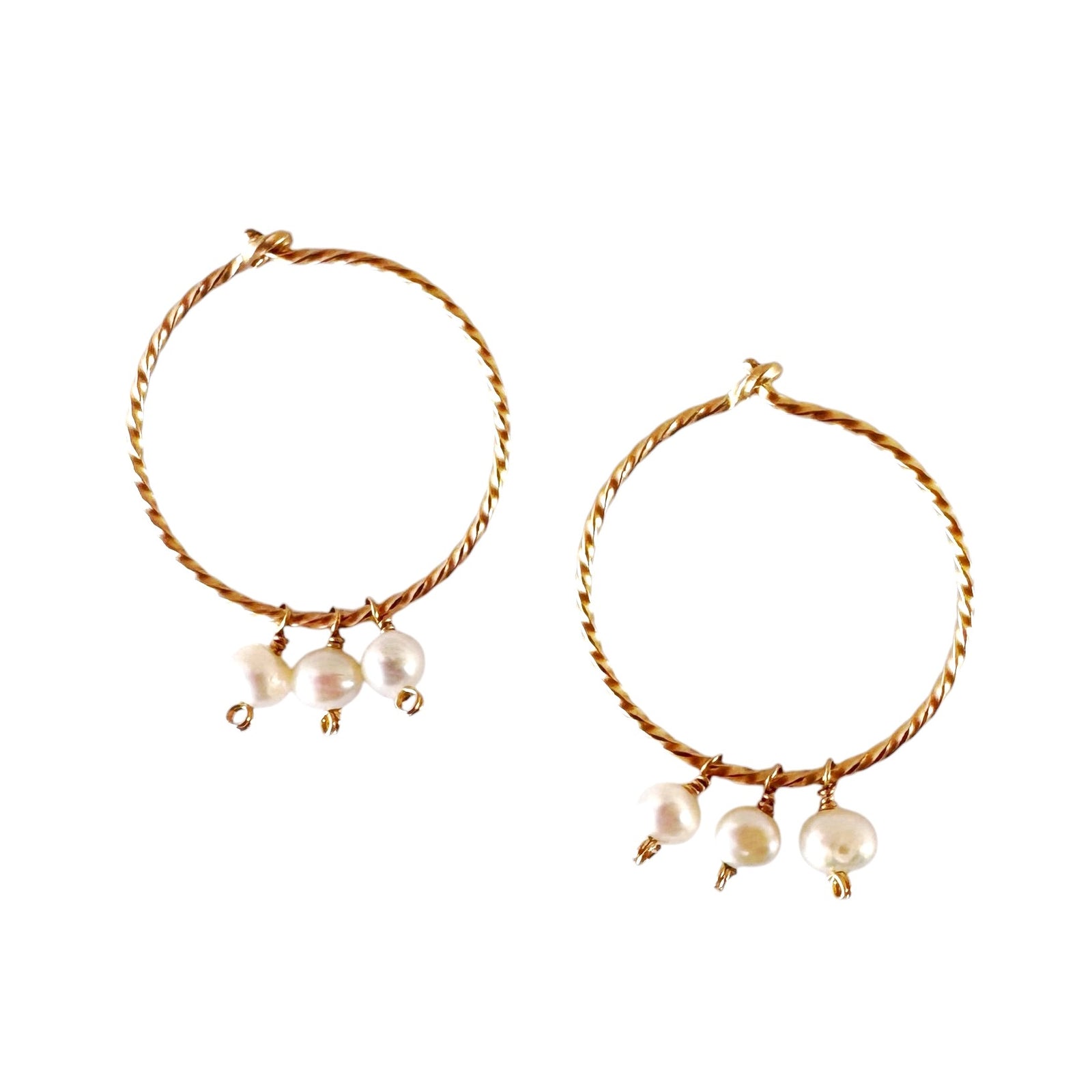 Earrings - Dangles - Twist Pearl Hoop