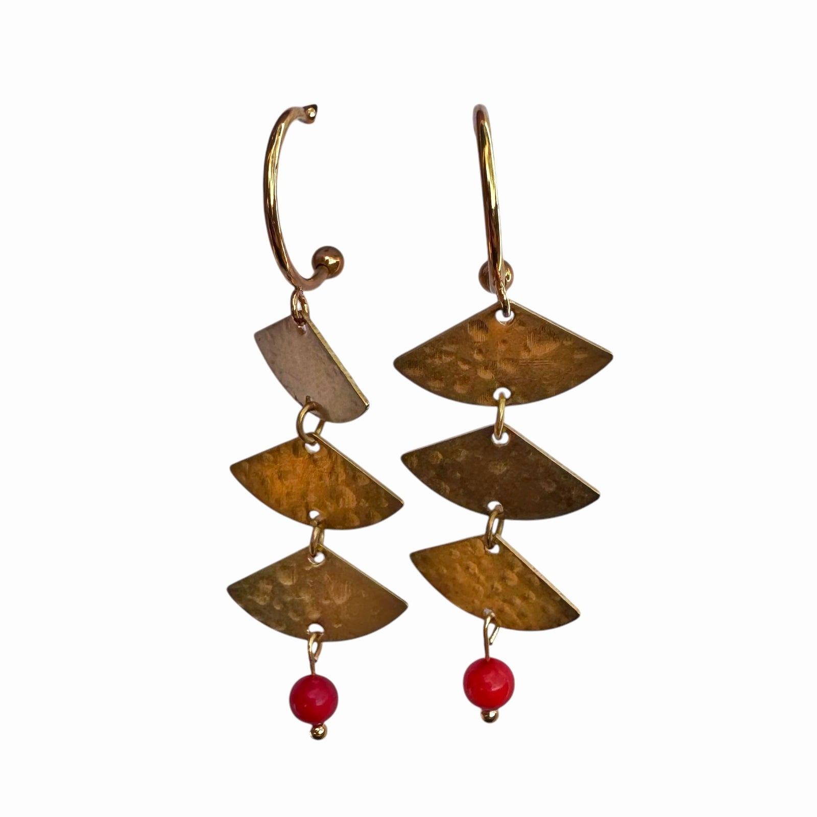 Earrings - Cascade With Red Drop