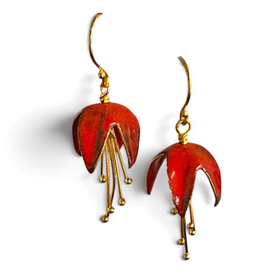 Earrings - Fuchsia Flower