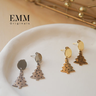 Holiday Earrings - Christmas Tree Round Stud