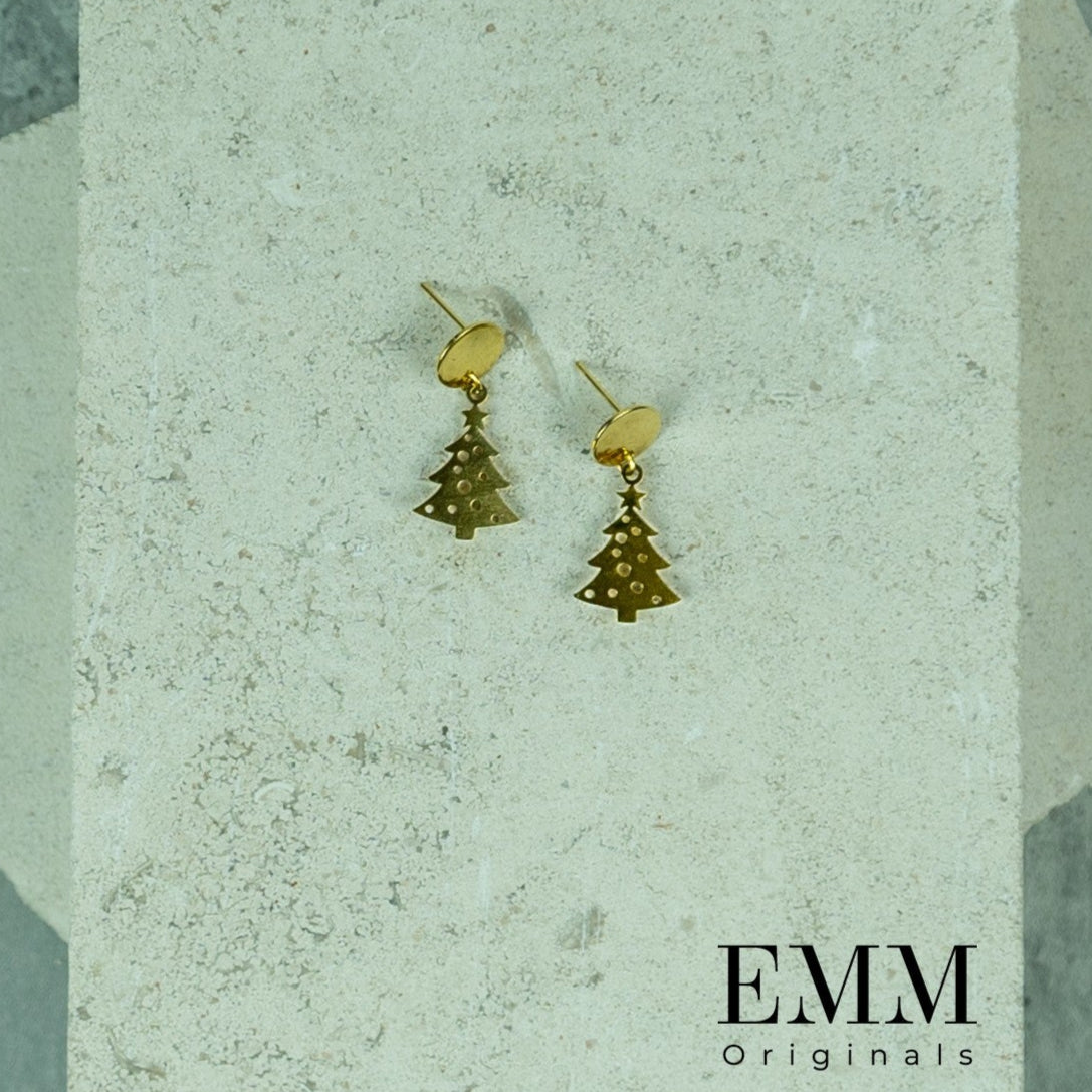Holiday Earrings - Christmas Tree Round Stud