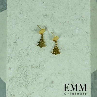 Holiday Earrings - Christmas Tree Round Stud