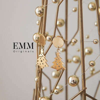 Holiday Earrings - Christmas Tree Round Stud
