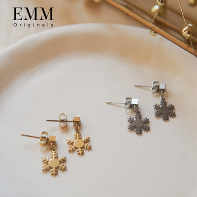 Holiday Earrings - Snowflake Cube Stud
