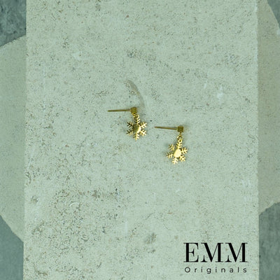 Holiday Earrings - Snowflake Cube Stud