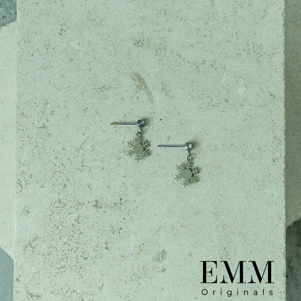 Holiday Earrings - Snowflake Cube Stud