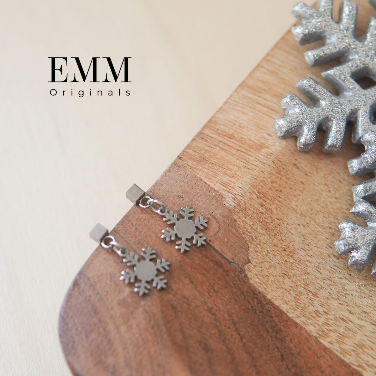 Holiday Earrings - Snowflake Cube Stud