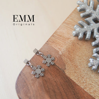 Holiday Earrings - Snowflake Cube Stud