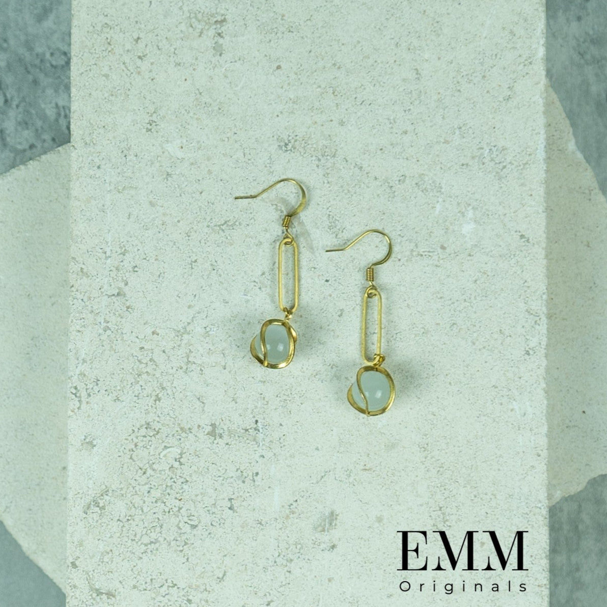 Earrings - Hollow Long Oval With Clear Stone