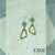 Earrings - Hollow Triangle With Mint Gemstone