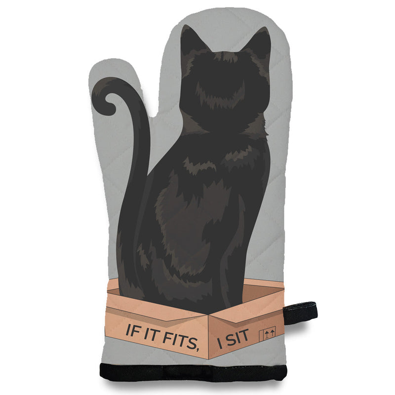 Oven Mitt - I Sit - Black Cat