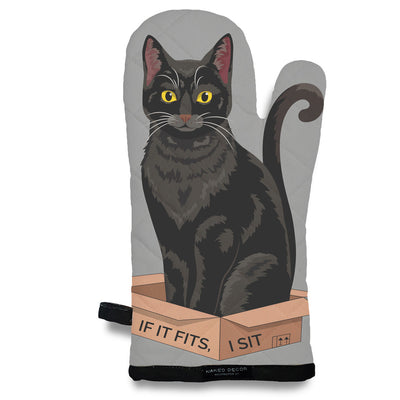 Oven Mitt - I Sit - Black Cat