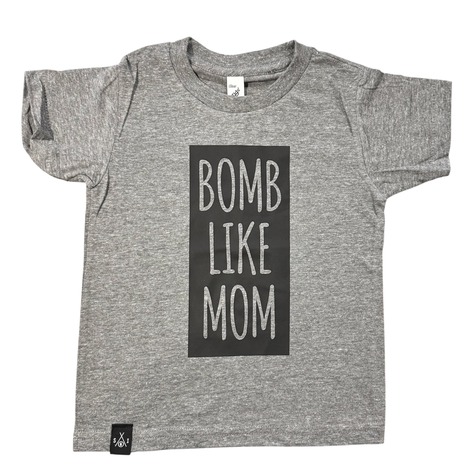 Kid's Tee - Bomb Like Mom - Athletic Gray/Matte Black Block